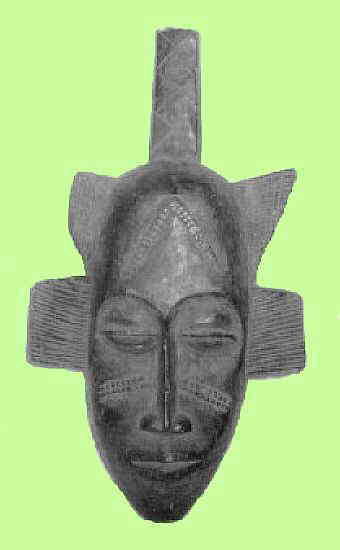 African mask made by Senufo people from West - Africa, click the picture, to jump to our African Proverbs page
