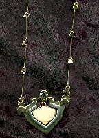  Collier 585 Gelbgold  mit Elfenbein in 925 Silber und australischem partycoloured saphire - click picture for enlarged view