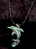 Collier 92 5 Silber  Delfin mit Mondstein - click picture for enlarged view