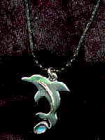 Collier 92 5 Silber  Delfin mit Mondstein - click picture for enlarged view
